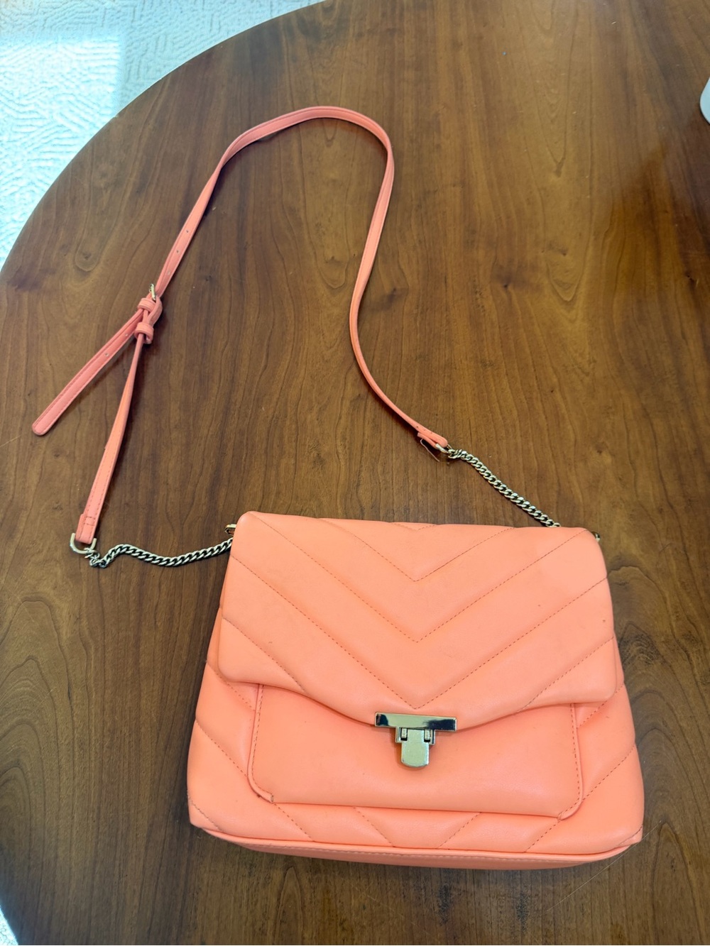 a new day Coral-Peach Quilted Crossbody Bag